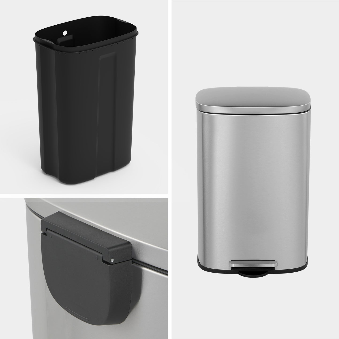 Innovaze 13 Gallon/50 Liter Oval Shape Stainless Steel Step-on Trash Can for Kitchen
