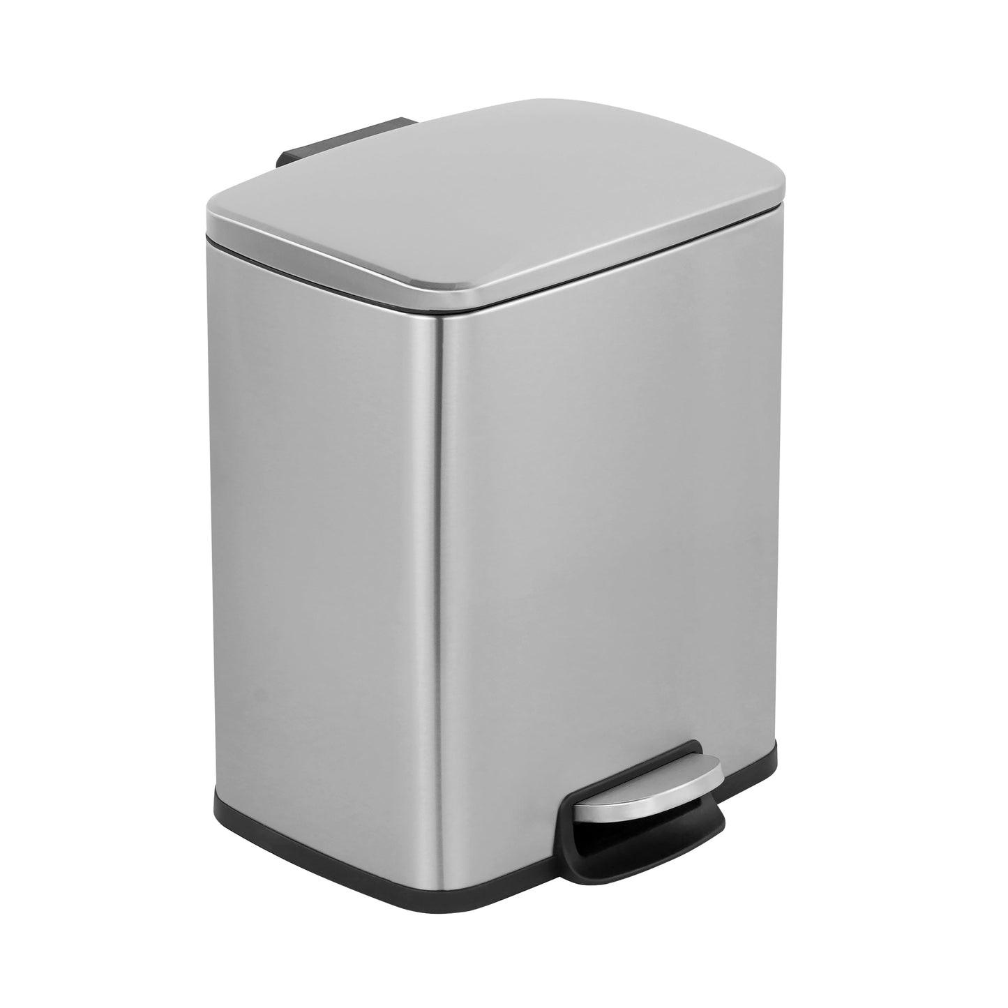 Innovaze 5.3 Gallon/20 Liter Rectangular Stainless Steel step-on Trash Can for bathroom, Office, Bedroom, Silver
