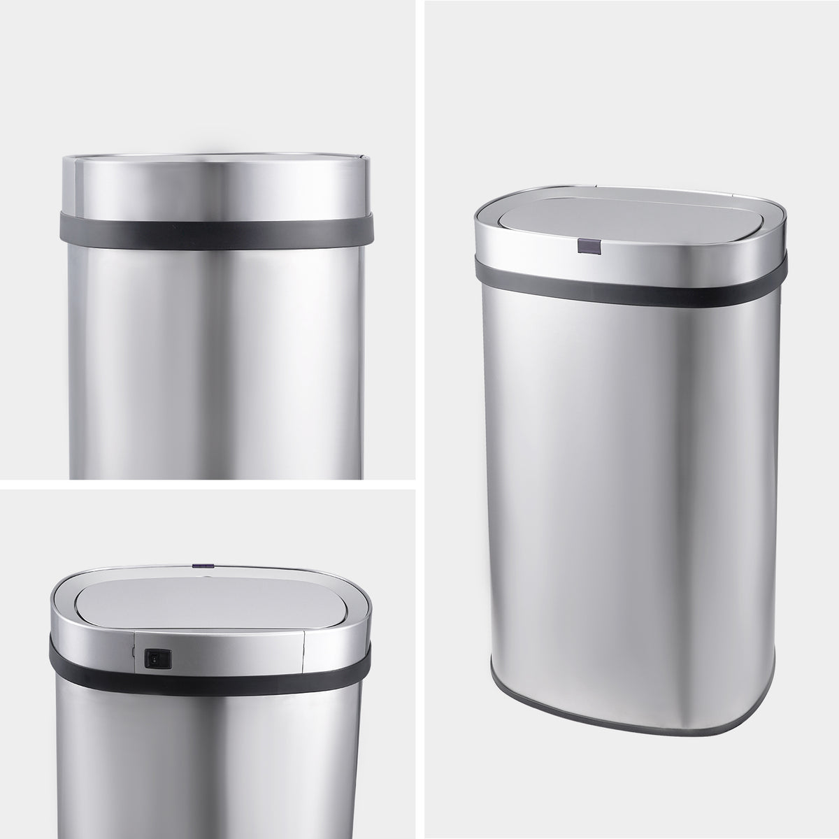 Innovaze 18 Gal. Touchless Motion Sensor Stainless Steel Kitchen Trash Can, Oval Design, Includes 26 Trash Bags, Silver