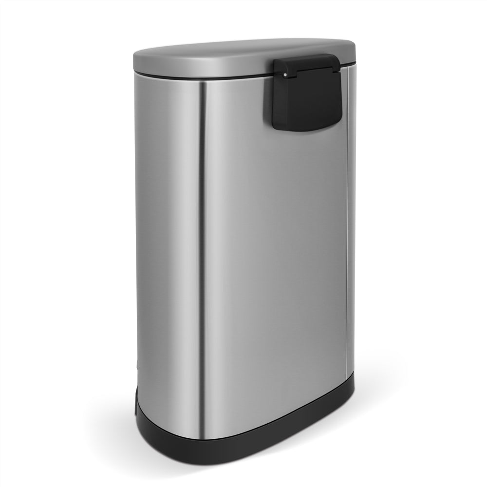 Innovaze 10.6 Gallon/40 Liter Stainless Steel Step Trash Can, Space-Saving Semi-Round Kitchen Trash Can, Silver