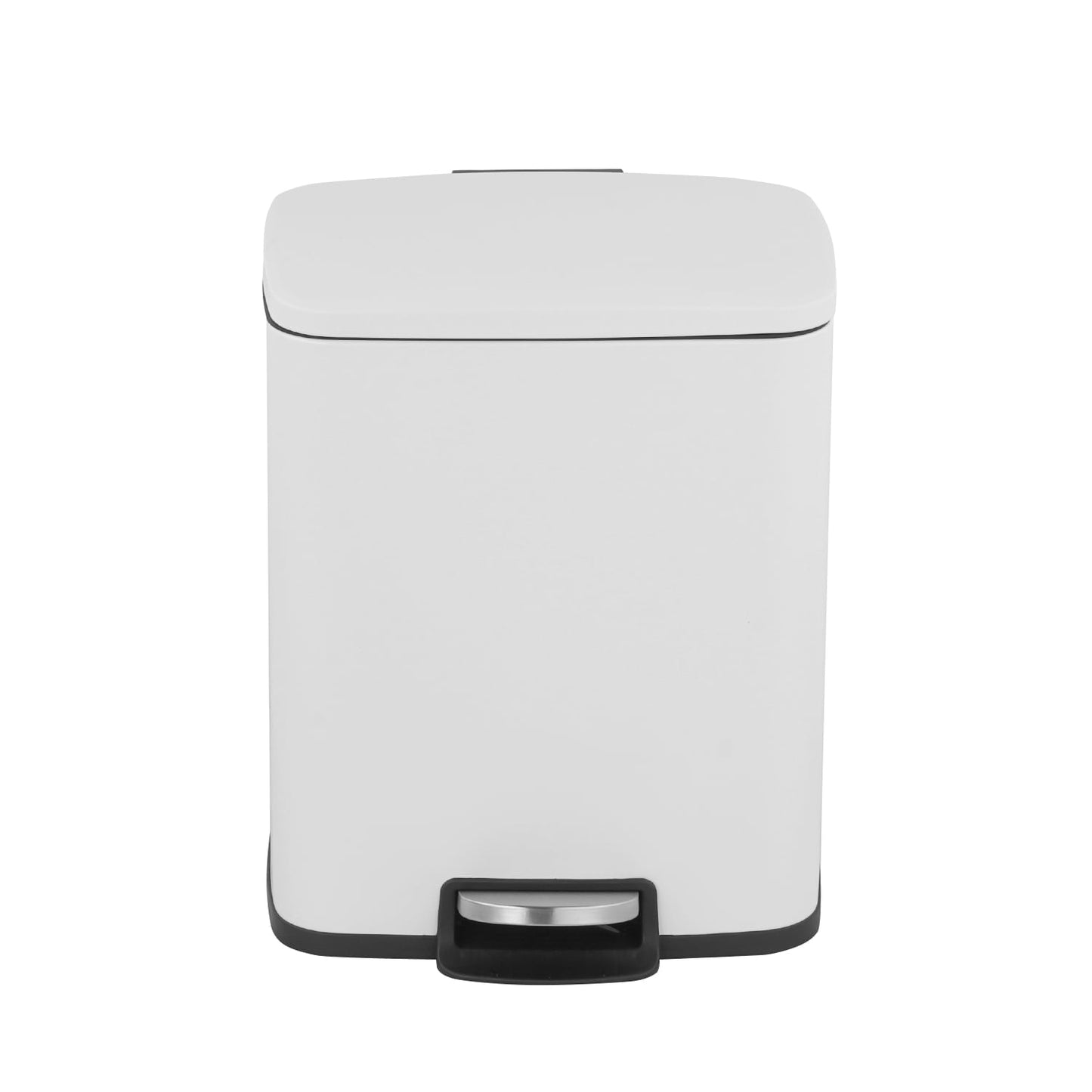 Innovaze 5.3 Gallon/20 Liter Rectangular Stainless Steel step-on Trash Can for bathroom, bedroom, office, Matte White