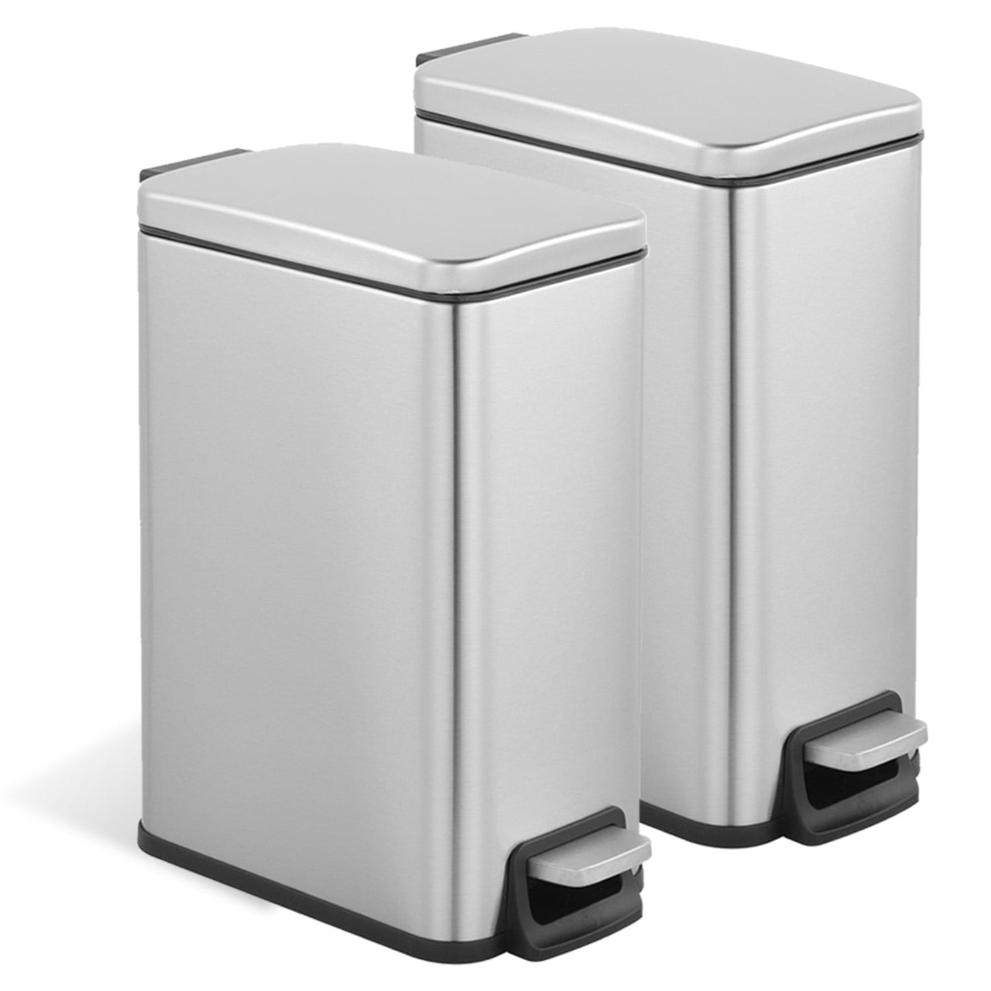Innovaze Two 1.6 Gallon/6 Liter Rectangular Step-on Trash Can Set for Bathroom and Office