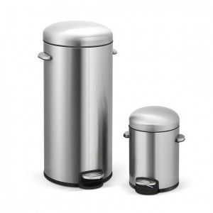 Round Series-Innovaze USA-8 Gal./30 Liter and 1.3 Gal./5 Liter fingerprint free brushed stainless steel trash can set
