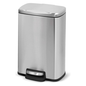 Small (3L -12L)-Innovaze USA-1.3 Gal./ 5 Liter Fingerprint Free Brushed Stainless Steel Rectangular Bathroom and Office Trash Can