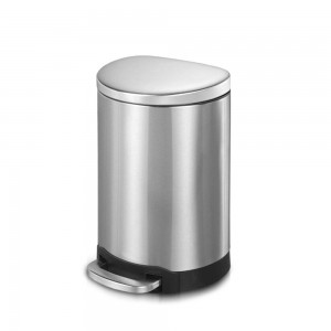 Semi Round series-Innovaze USA-3.2 Gal./ 12 Liter fingerprint free brushed stainless steel semi-round step-on bathroom and office trash can