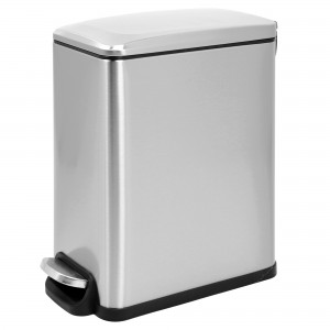 Small (3L -12L)-Innovaze USA-2.6 Gal./ 10 Liter Fingerprint Free Brushed Stainless Steel Slim Rectangular Bathroom and Office Trash Can