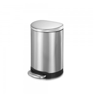 Small (3L -12L)-Innovaze USA-1.6 Gal./ 6 Liter fingerprint free brushed stainless steel semi-round step-on bathroon and office trash can
