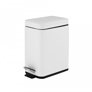 Collections-Innovaze USA-1.3 Gal./5 Liter Slim Matt White Step-on Trash Can for Bathroom and Office