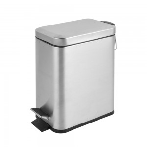 Small (3L -12L)-Innovaze USA-1.3 Gal./5 Liter Slim Brushed Stainless Steel Step-on Trash Can for Bathroom and Office