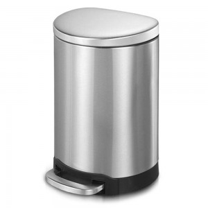 Large (40L-50L)-Innovaze USA-10.6 Gal./ 40 Liter fingerprint free brushed stainless steel semi- round step-on kitchen trash can