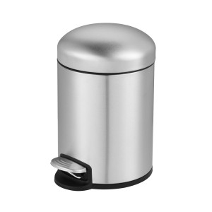 Small (3L -12L)-Innovaze USA-1.32 Gal./5 Liter Stainless Steel Round Step-on Trash Can for Bathroom and Office