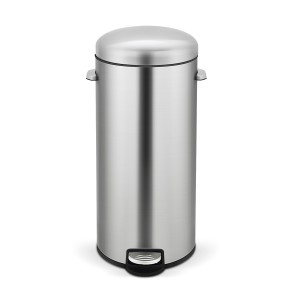Medium (15L-30L)-Innovaze USA-8 Gal./30 Liter Stainless Steel Round Shape Step-on Trash Can for Kitchen