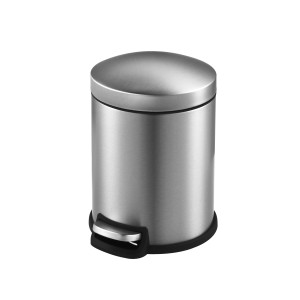 Small (3L -12L)-Innovaze USA-1.32 Gal./5 Liter Stainless Steel Round Step-on Trash Can for Bathroom and Office