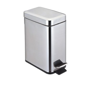 Small (3L -12L)-Innovaze USA-1.3 Gal./5 Liter Slim Mirror Finish Stainless Steel Step-on Trash Can for Bathroom and Office