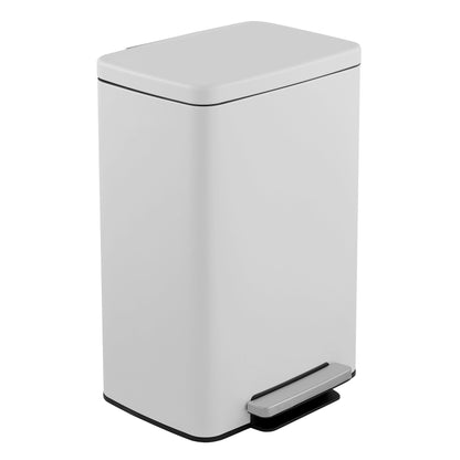 Innovaze 13 Gallon/50 Liter Rectangular Stainless Steel Step-on Trash Can for Kitchen, Matte White