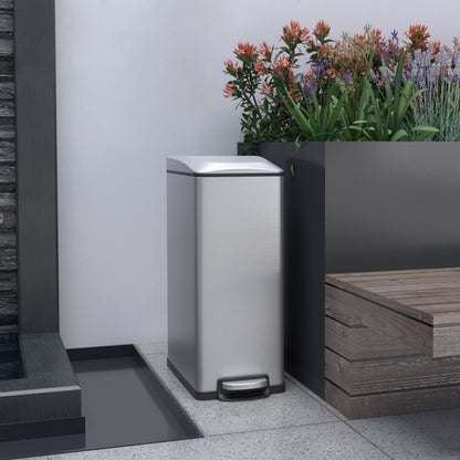 Innovaze 11.9 Gallon Trash Can, Stainless Steel Step on Slim Kitchen Garbage Can, Silver