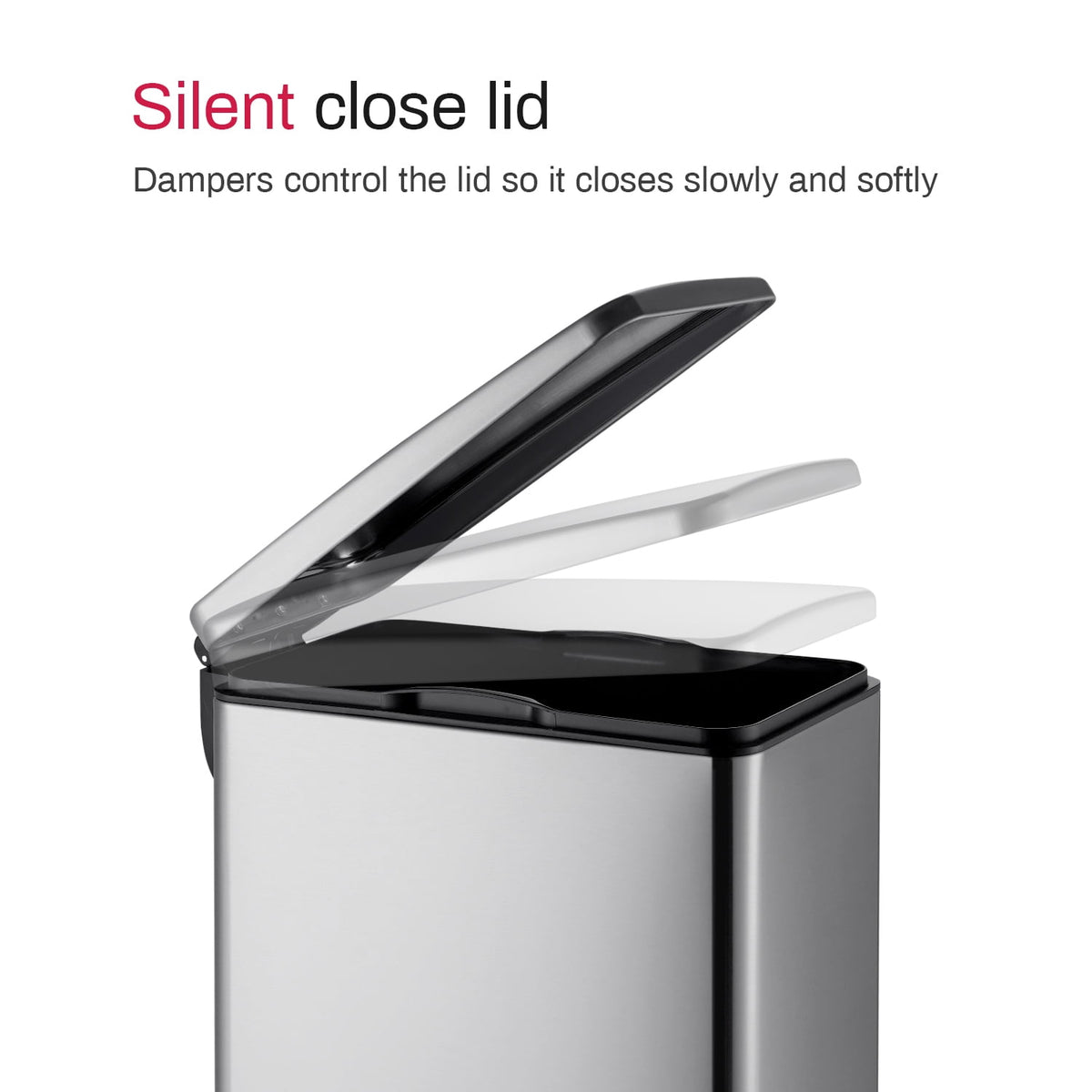 Innovaze 11.9 Gallon Trash Can, Stainless Steel Step on Slim Kitchen Garbage Can, Silver