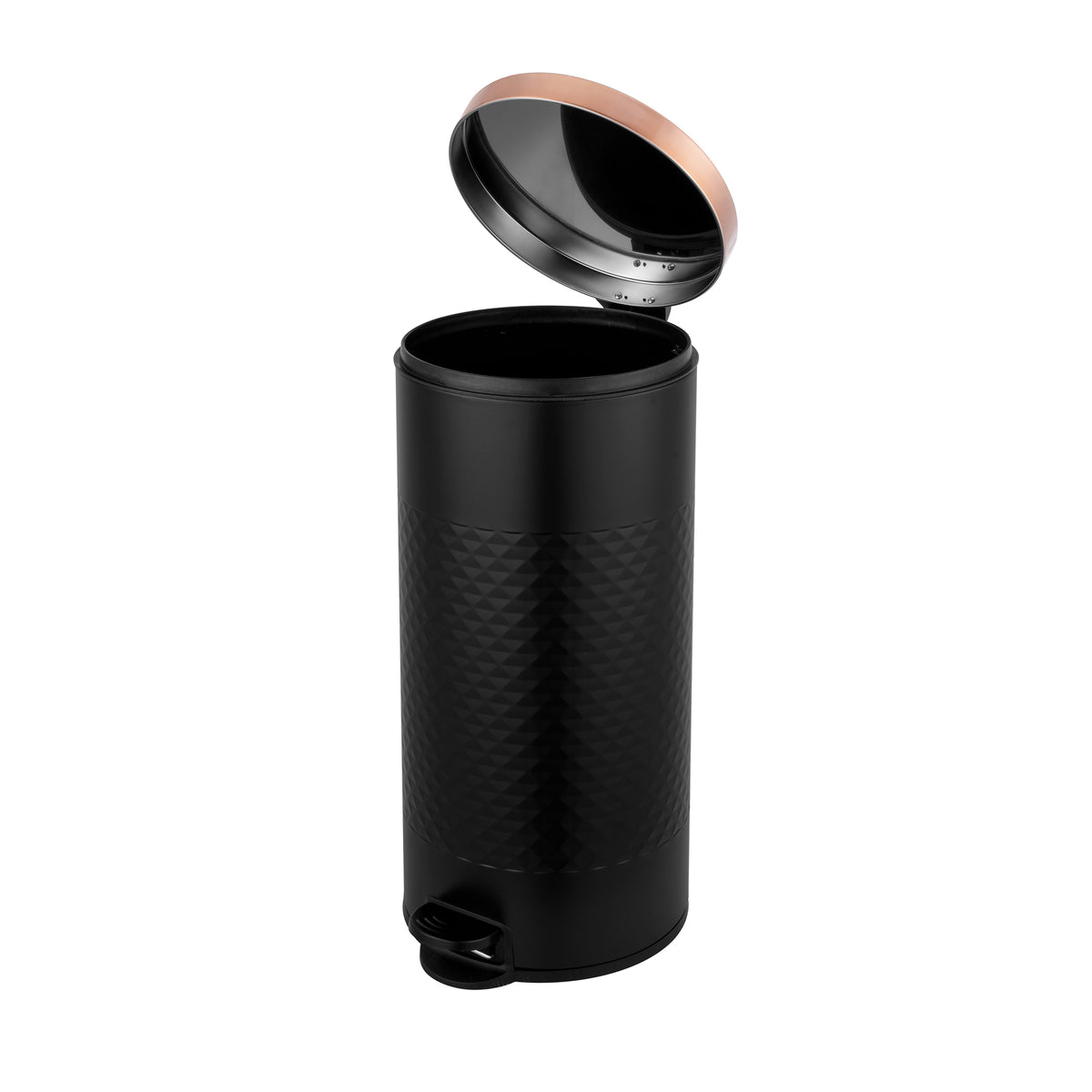 Innovaze 8 gal./30 Liter Carbon Steel Round Step-on Trash Can with Diamond Body for Kitchen, Black