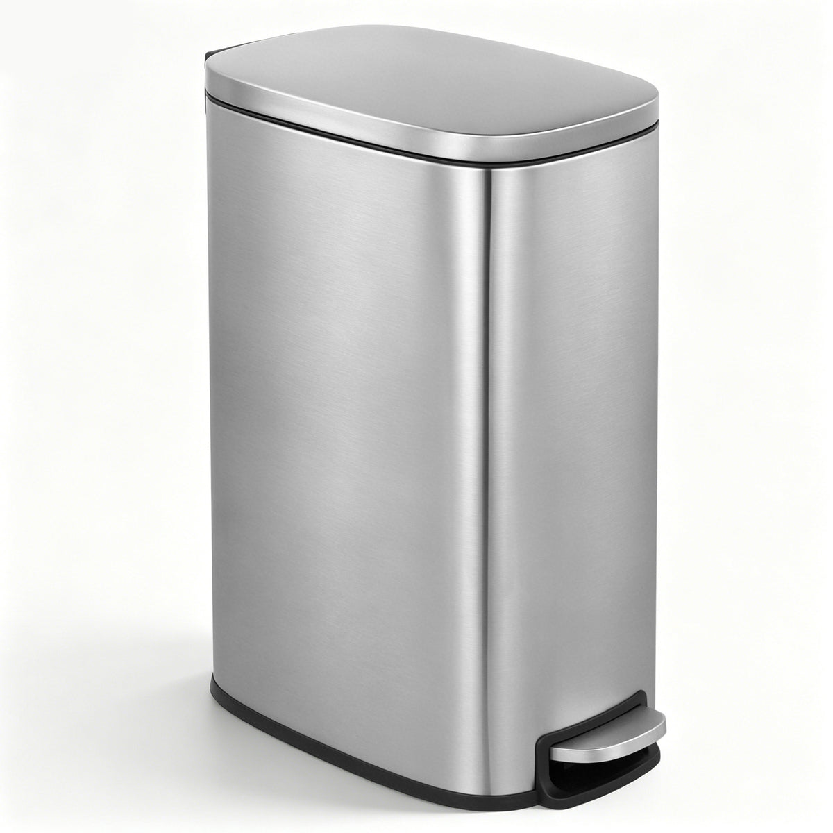 Innovaze 13 Gallon/50 Liter Slim Stainless Steel Step-on Trash Can for Kitchen Laundry Room, Silver