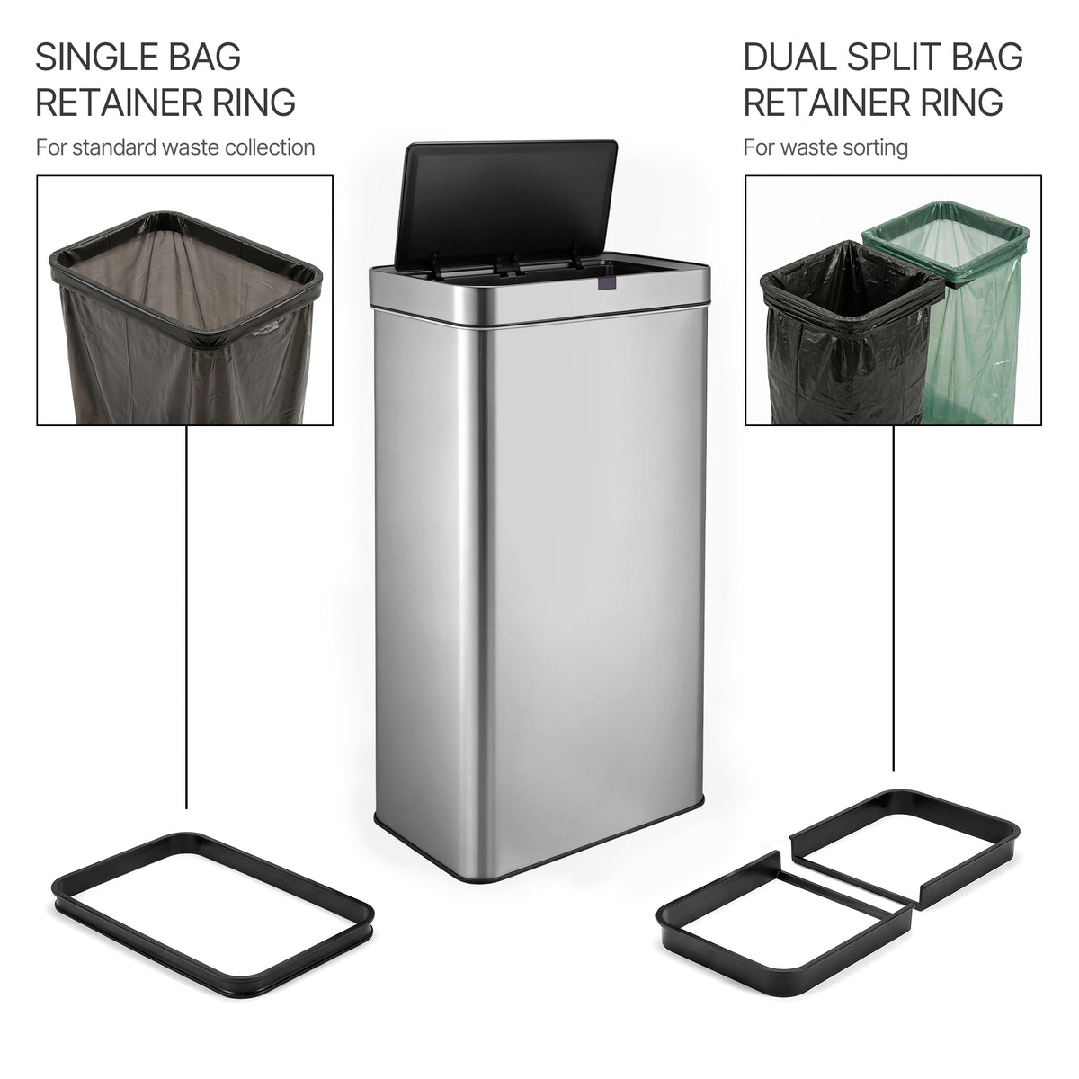 Innovaze 21 Gallon / 80 Liter Stainless Steel Touchless Motion Sensor Trash Can for Kitchen, Silver