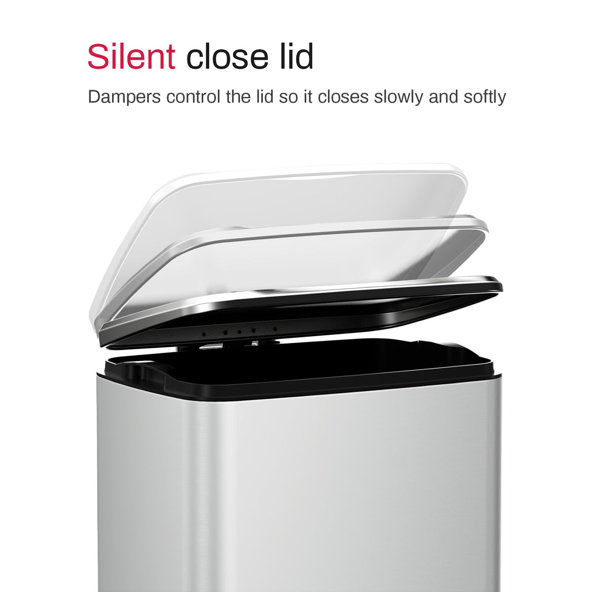 Innovaze 8 Gallon/30 Liter Rectangular Stainless Steel Step-on Trash Can for Kitchen office, Silver