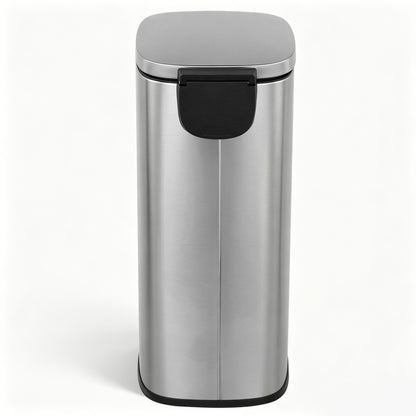 Innovaze 13 Gallon/50 Liter Slim Stainless Steel Step-on Trash Can for Kitchen Laundry Room, Silver