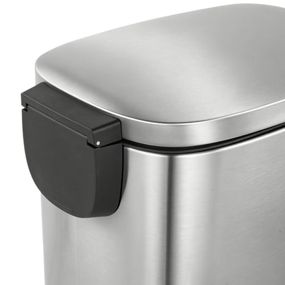 Innovaze 13 Gallon/50 Liter Slim Stainless Steel Step-on Trash Can for Kitchen Laundry Room, Silver