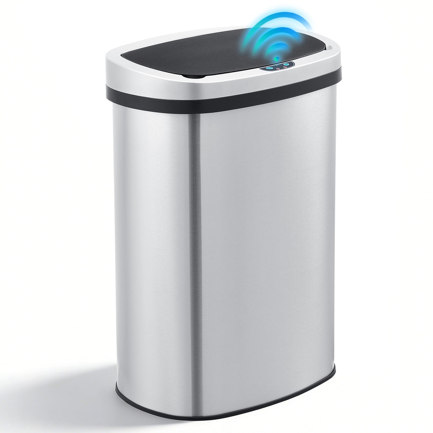 Innovaze 13 Gallon Touchless Motion Sensor Stainless Steel Garbage Can with Durable Plastic Lid , Oval, Silver