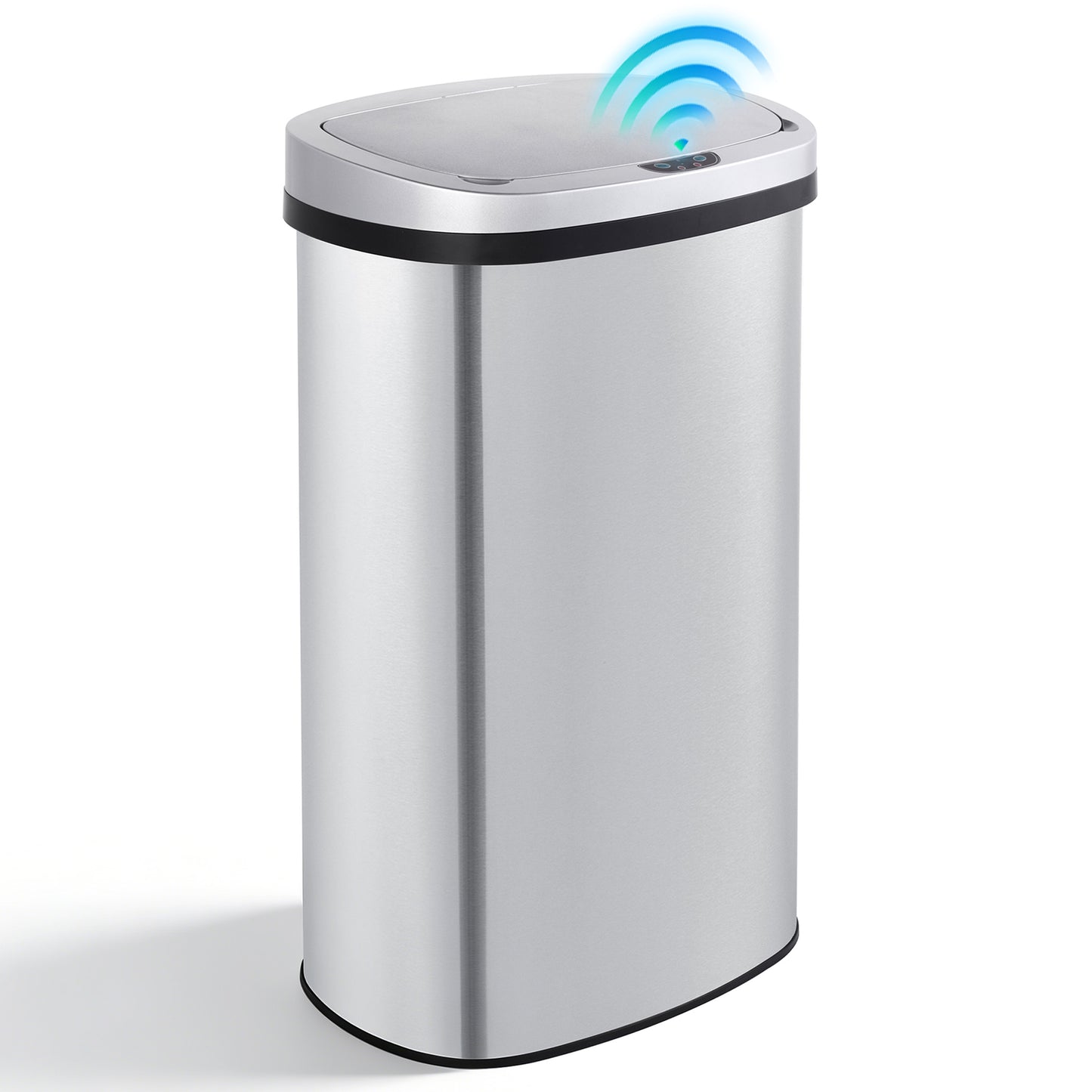 Innovaze 15.85 Gallon Trash Can with Plastic Lid, Motion Sensor Touchless Kitchen Trash Can, Stainless Steel