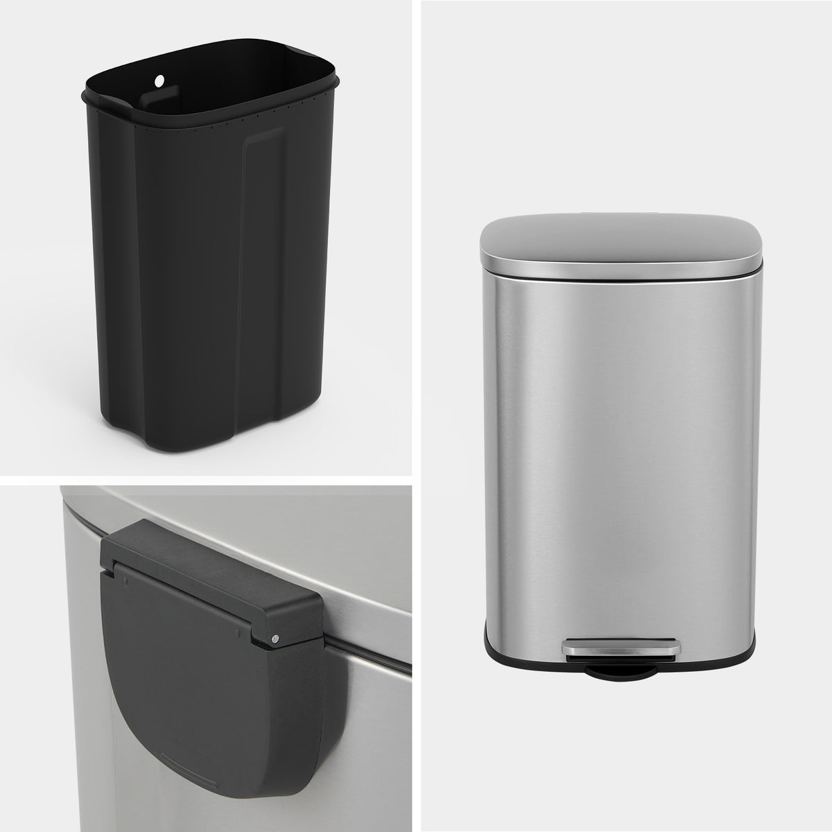 Innovaze 13 Gallon/50 Liter Oval Shape Stainless Steel Step-on Trash Can for Kitchen