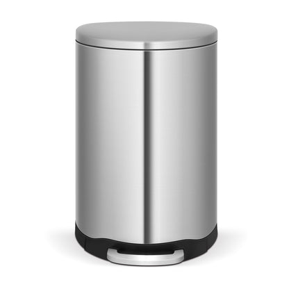 Innovaze 10.6 Gallon/40 Liter Stainless Steel Step Trash Can, Space-Saving Semi-Round Kitchen Trash Can, Silver