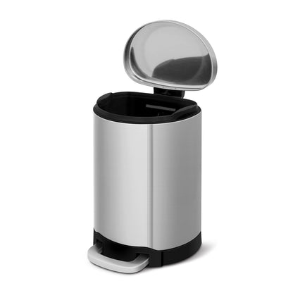 Innovaze 10.6 Gallon/40 Liter Stainless Steel Step Trash Can, Space-Saving Semi-Round Kitchen Trash Can, Silver