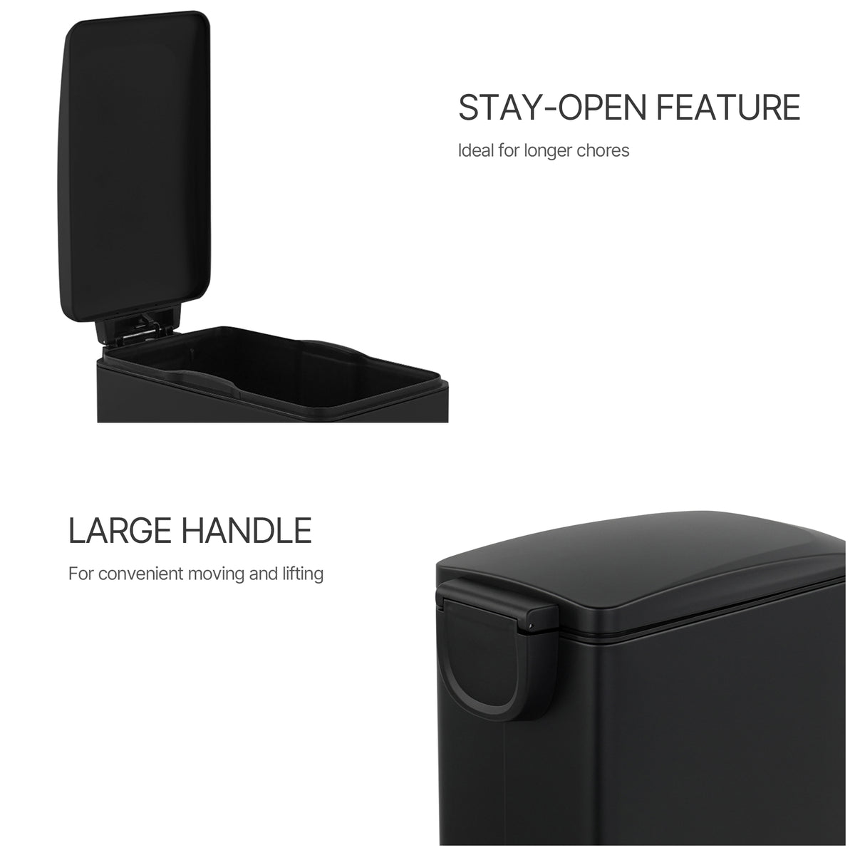 Innovaze 11.9 Gal./ 45 Liter Slim Stainless-Steel-Made Step-on kitchen Trash Can (Matt Black)