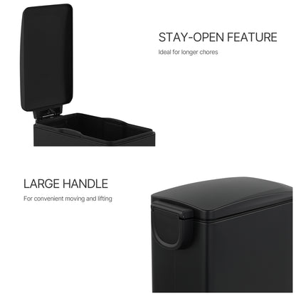 Innovaze 11.9 Gal./ 45 Liter Slim Stainless-Steel-Made Step-on kitchen Trash Can (Matt Black)