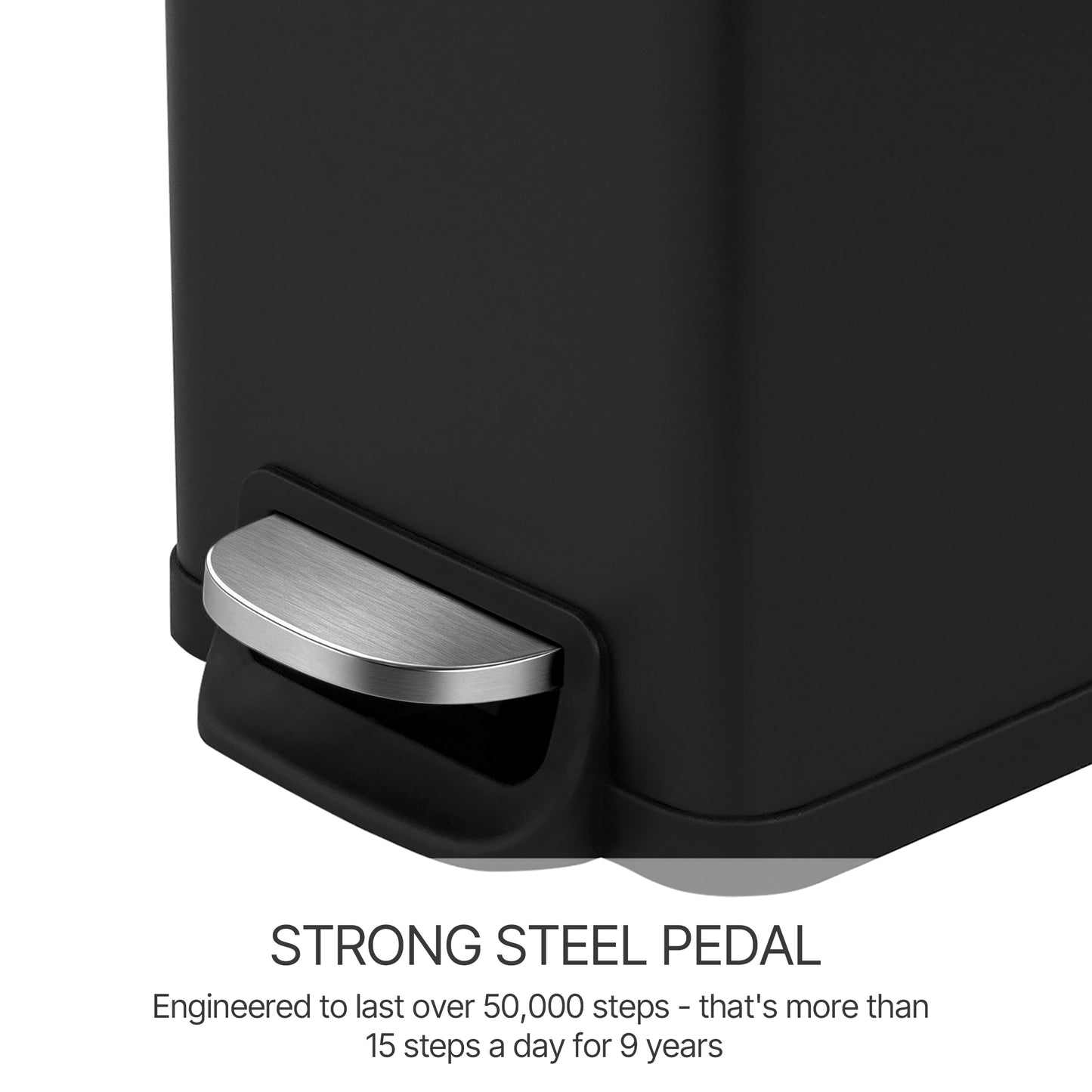 Innovaze 11.9 Gal./ 45 Liter Slim Stainless-Steel-Made Step-on kitchen Trash Can (Matt Black)