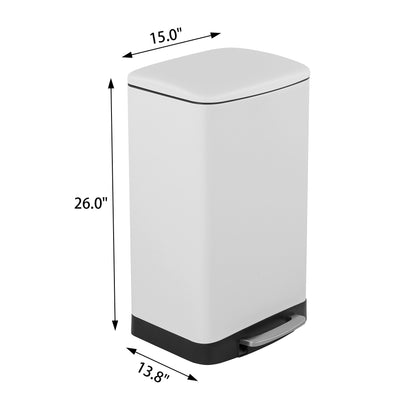 Innovaze 11 Gallon/40 Liter Stainless Steel Rectangular Step-on Trash Can for Kitchen