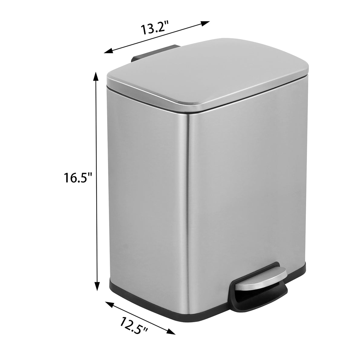 Innovaze 5.3 Gallon/20 Liter Rectangular Stainless Steel step-on Trash Can for bathroom, Office, Bedroom, Silver