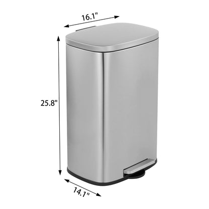 Innovaze 13 Gallon/50 Liter Oval Shape Stainless Steel Step-on Trash Can for Kitchen