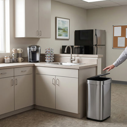 Innovaze 13 Gallon / 50 Liter Touchless Motion Sensor Trash Can, Stainless Steel Kitchen Garbage Can with Soft Close Lid, Fingerprint Resistant, Includes 45 Trash Bags, Silver