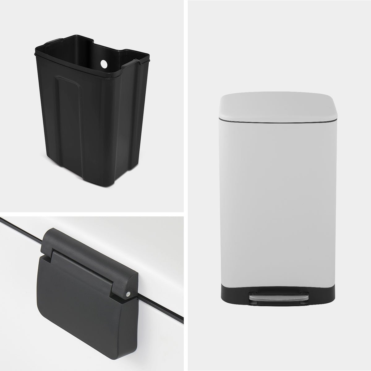 Innovaze 11 Gallon/40 Liter Stainless Steel Rectangular Step-on Trash Can for Kitchen