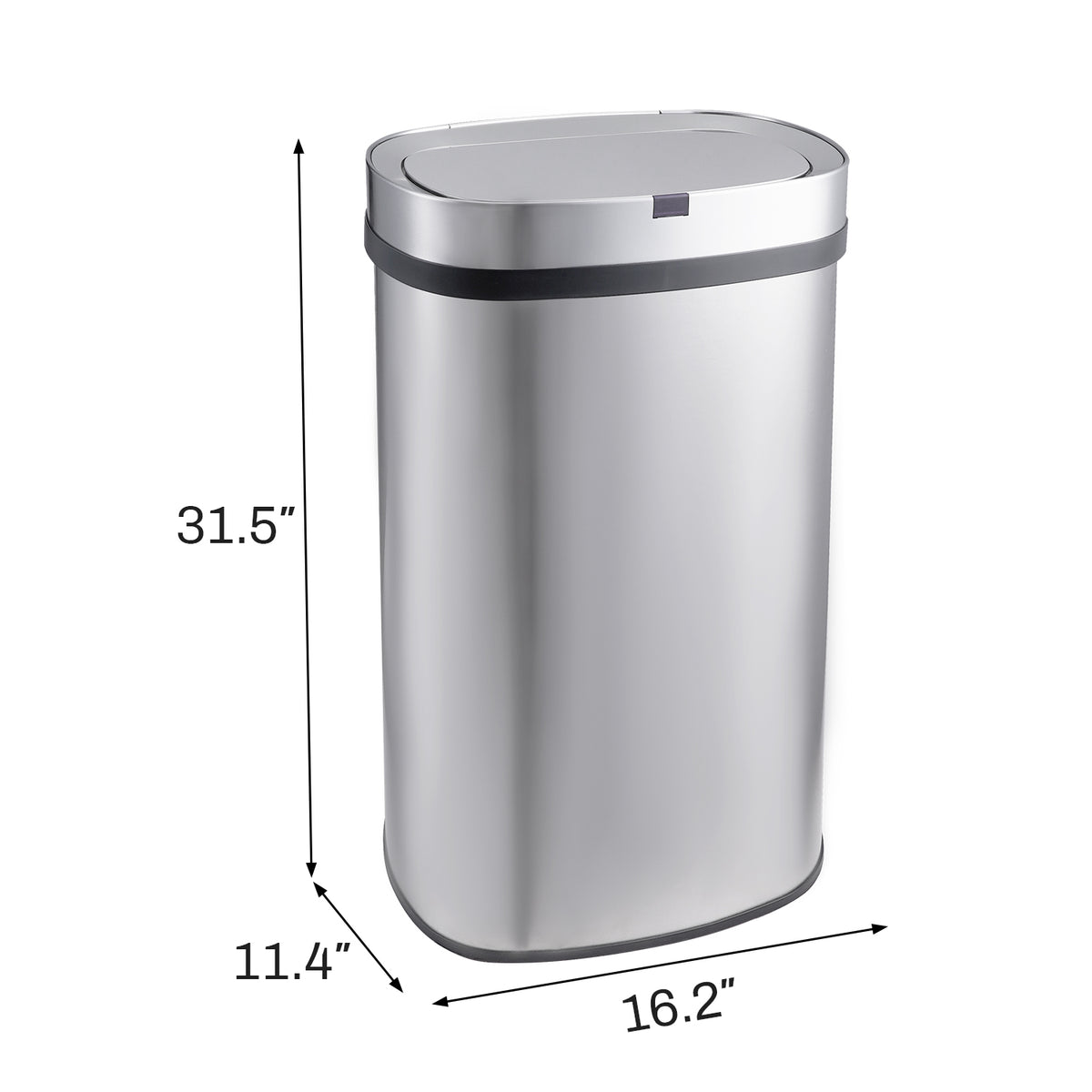 Innovaze 18 Gal. Touchless Motion Sensor Stainless Steel Kitchen Trash Can, Oval Design, Includes 26 Trash Bags, Silver