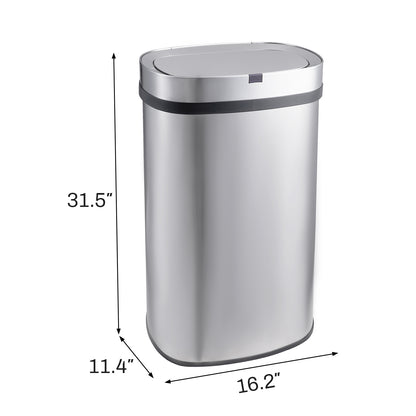Innovaze 18 Gal. Touchless Motion Sensor Stainless Steel Kitchen Trash Can, Oval Design, Includes 26 Trash Bags, Silver