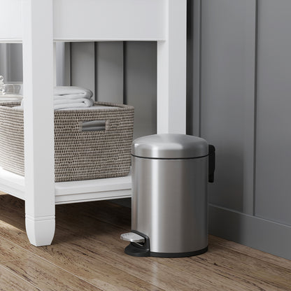 Innovaze 1.3 Gallon/5L Trash Can, Stainless Steel Bathroom Step-on Wastebasket with Lid