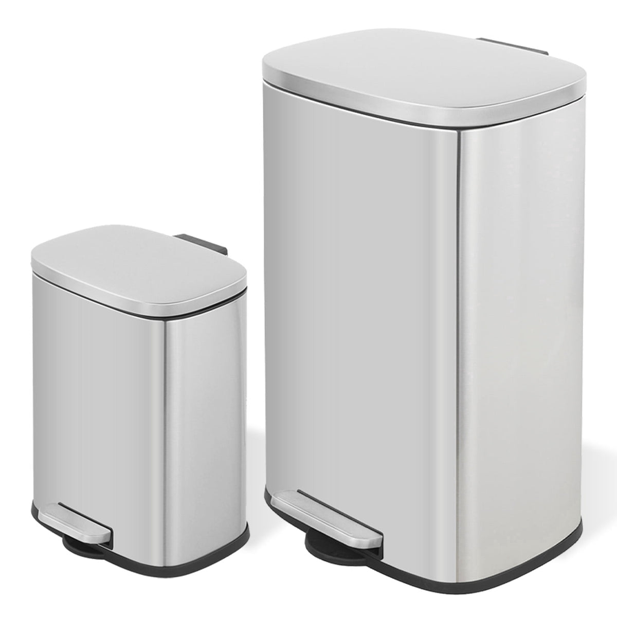 Innovaze 13 +2.1 Gal./50+8 Liter Oval Shape Stainless Steel Step-on Trash Can for Kitchen and Bathroom