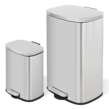 Innovaze 13 +2.1 Gal./50+8 Liter Oval Shape Stainless Steel Step-on Trash Can for Kitchen and Bathroom