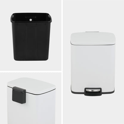 Innovaze 5.3 Gallon/20 Liter Rectangular Stainless Steel step-on Trash Can for bathroom, bedroom, office, Matte White