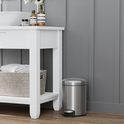 Innovaze 1.3 Gallon/5L Trash Can, Stainless Steel Bathroom Step-on Wastebasket with Lid