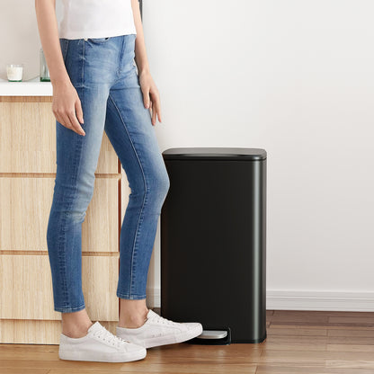 Innovaze Innovaze 8 Gal./30 Liter Rectangular step-on Trash Can for kitchen, Matt Black