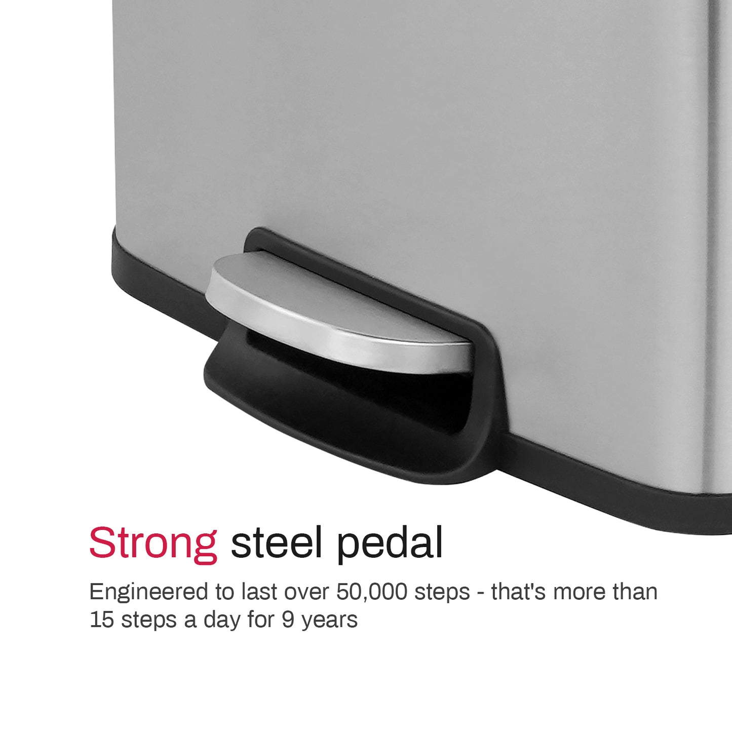 Innovaze 5.3 Gallon/20 Liter Rectangular Stainless Steel step-on Trash Can for bathroom, Office, Bedroom, Silver