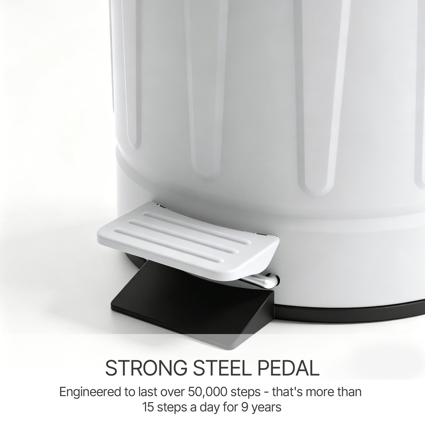 Innovaze 3.2 Gallon and 0.8 Gallon Round Bathroom and Office White Metal Step Trash Can Set